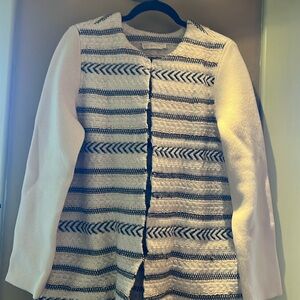 Tory Burch long spring knit long sweater jacket/coat wool cream black Size L